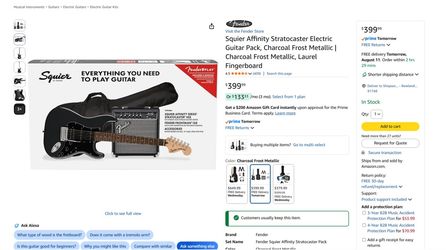 Squier Stratocaster Guitar Pack + Gammon 5-Piece Drum Set (Bundle Deal Available)
