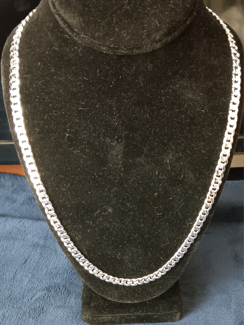24" Silver Cuban Chain Necklace