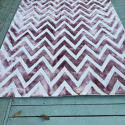 8x10’ Pink/cream Chevron Heavyweight Wool Area Rug