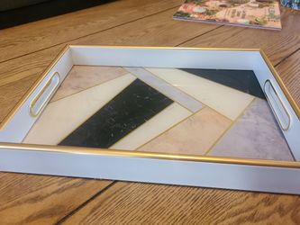Modern Abstract Serving Tray With Handles 