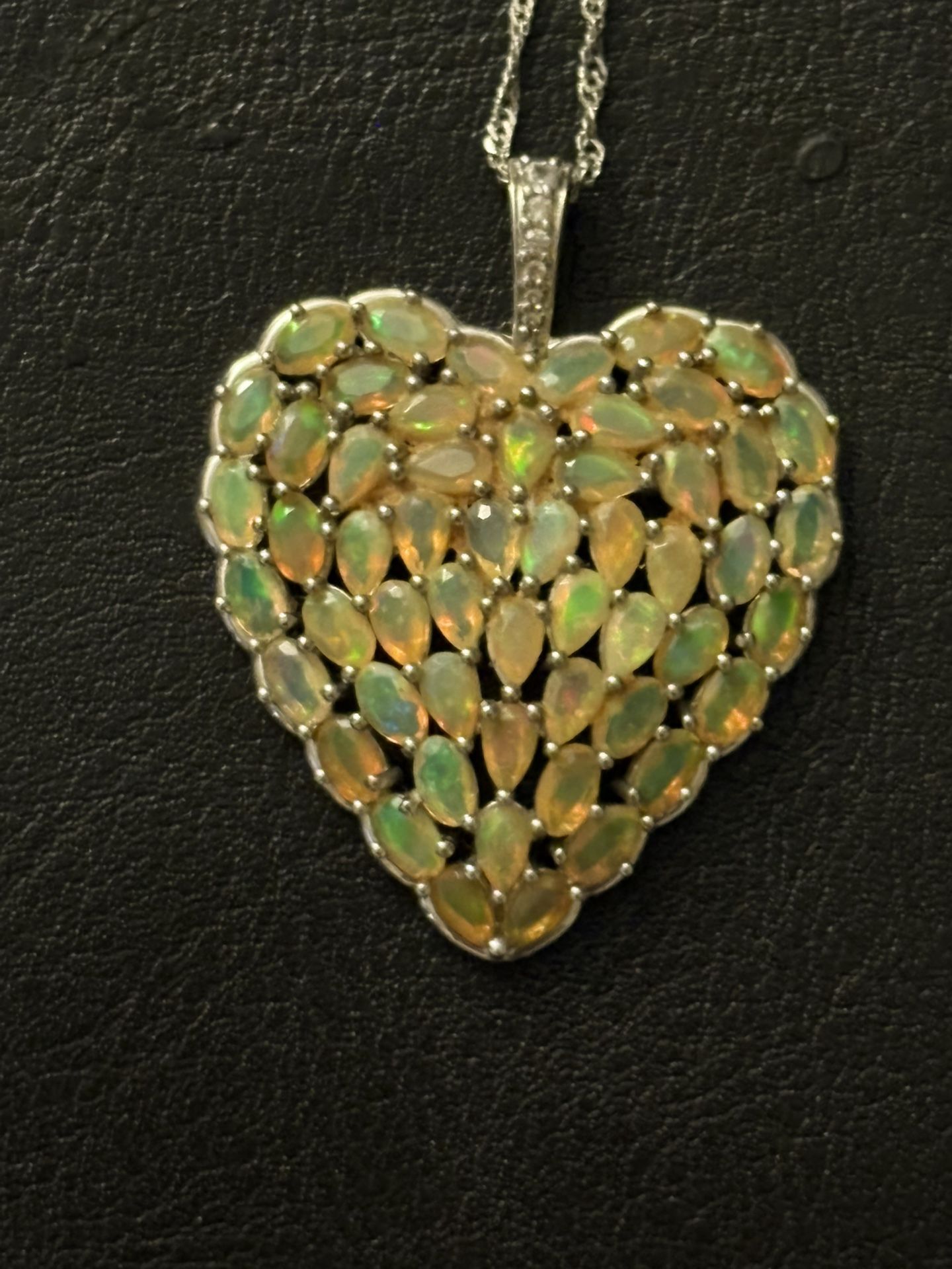 Large Opal Heart Pendant