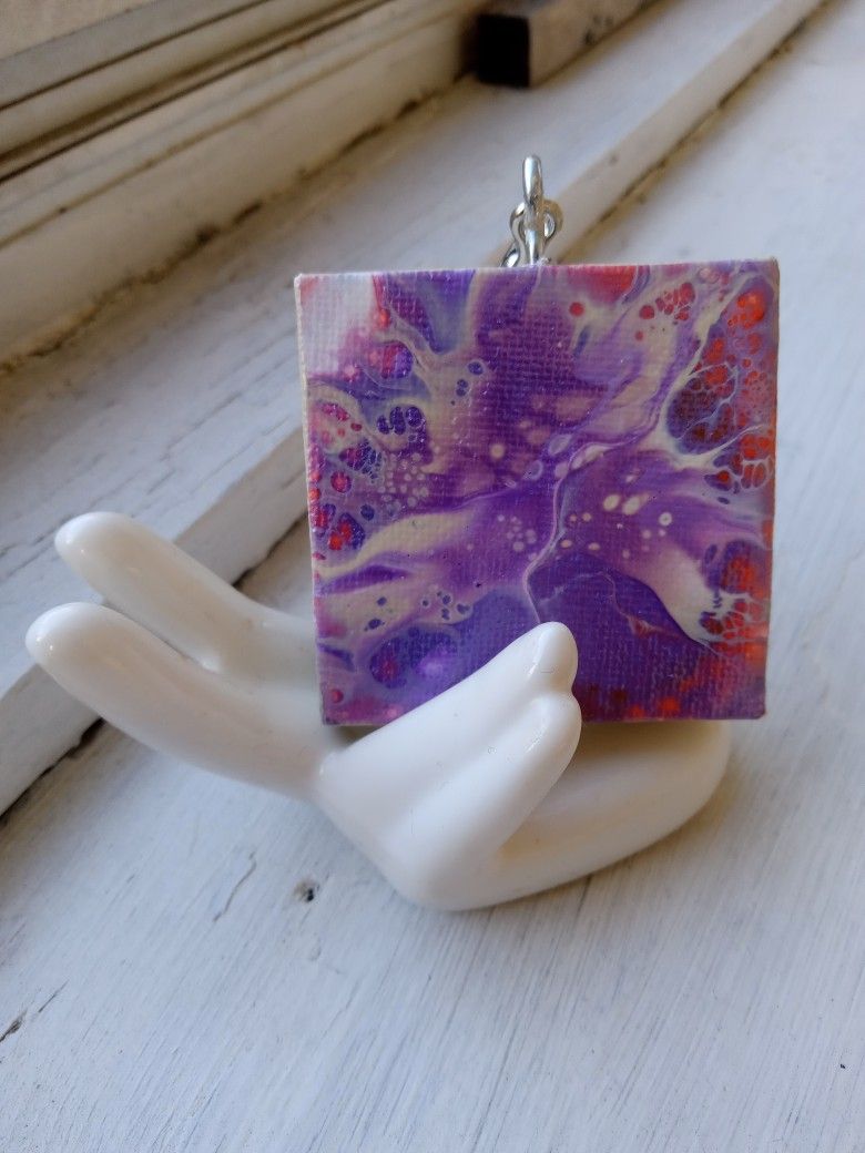"Into The Orange" Pour Painted Keychain 