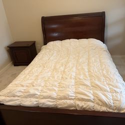 Wooden sleigh bed for full size