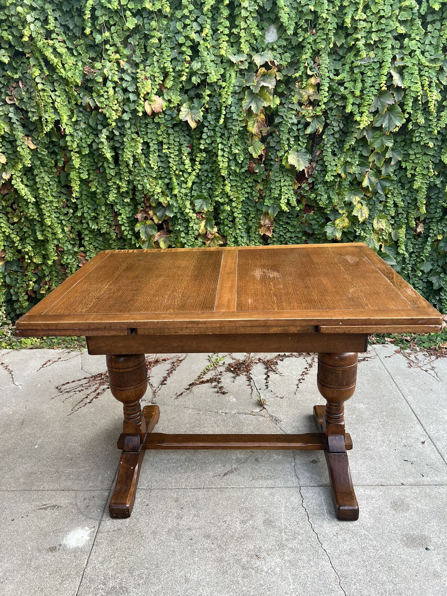 Antique English Oak Draw Leaf Table- Extendable