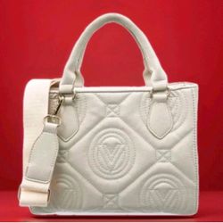 NEW Valentino Orlandi Quilted Handbag, Bone Color