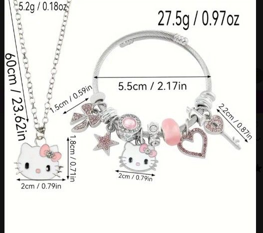 Hello Kitty Necklace & Bracelet Set