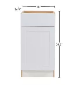 A000672A Hampton Bay Cambridge White Shaker Assembled Base Cabinet with 1 Soft Close Drawer & 1 Soft Close Door ( 18 in. W x 24.5 in. D)