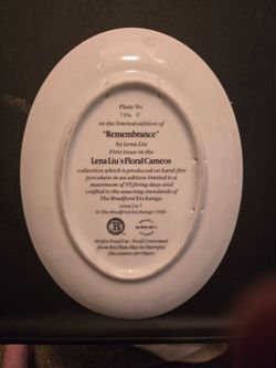 Lena Liu "Remembrance" Oval Collector Plate 1996