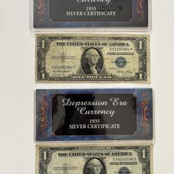 1935E $1 Silver Certificates Lot of 2 | Date Serial Note Vintage