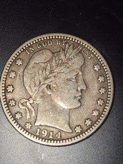 1914 Rare head barber Quater