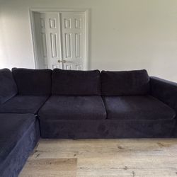 Dark navy L-shaped sectional sofa