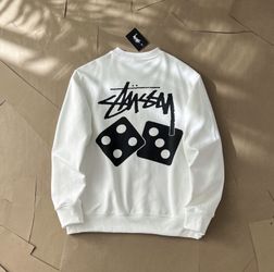 White Stussy Dice Crewneck