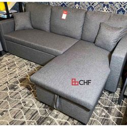 Sectional Sofa With Storage Chaise And Pull Out Sofa Bed  // Limited Time Offer 
