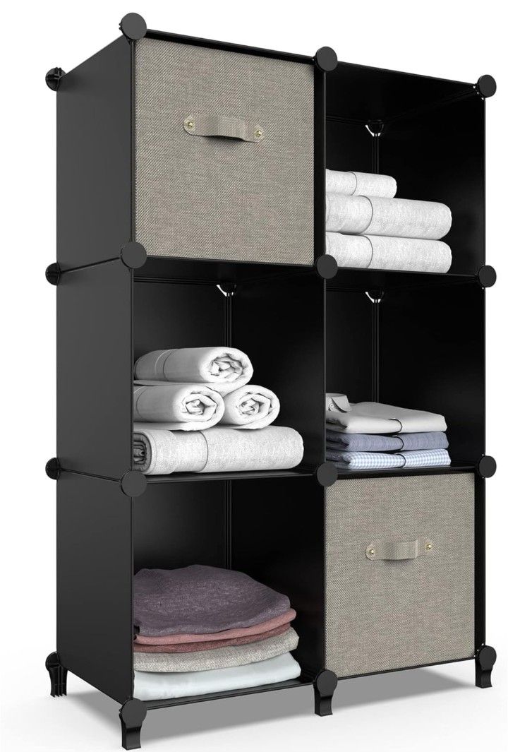 6-Cube Storage Organizer, Closet Organizer Storage Cabinet Shelf Bookcase Bookshelf,Storage Cubes Organizer Cabinet for Kids,Closet, Bedroom,Bathroom