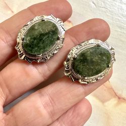 Dante Vintage Jade And Silver Cufflinks 