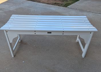 NEW Outsunny White Slat Backless Patio Bench