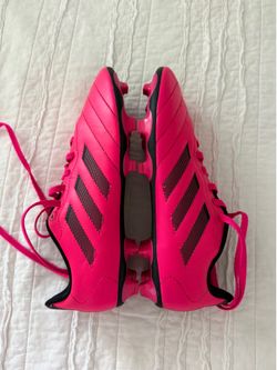Adidas pink soccer cleats shoes three stripe size 5 1/2