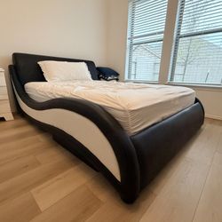 Slightly Used Modern Queen Size Bed With Mattress
