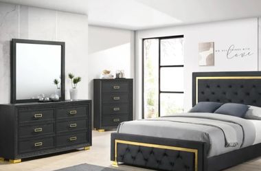 Black and Gold Bedroom Furniture Set
