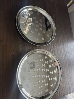 Winco Round Tray with Swirl Pattern, 16-Inch, Stainless Steel