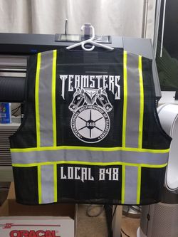 TEAMSTERS Union Safety Vest (Local 848) - Black w/White Vinyl