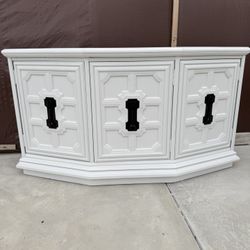 White Solid Wood Credenza