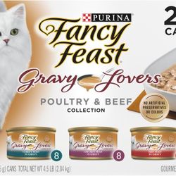 Fancy Feast Gravy Lovers, Poultry & Beef, 24x3oz, Wet Cat Food