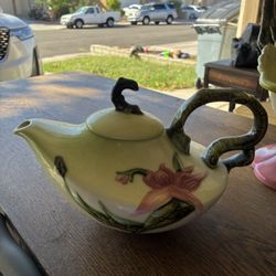 Antique Teapot And Matching Basket