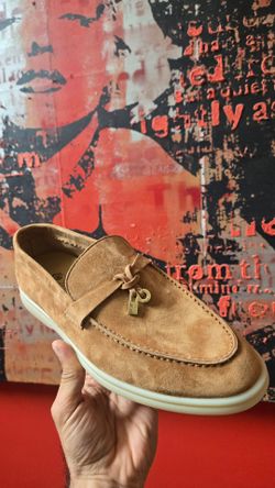 LP Loro Piana Summer Walk Brown Suede Loafers Moccasin Shoes Size 39 US 8