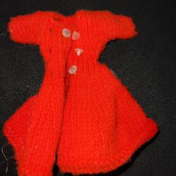 Vintage 1960s BARBIE Handmade Crochet Knit Clothing RED DRESS