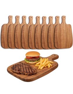 10Pcs Wood Cutting Board With Handle, ebony wood cutting board, Double-Sided Use, Groove design, Small Charcuterie Boards for Family Dinner, Pizza, Br