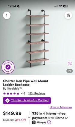 Charter Iron Pipe Wall Mount Ladder Bookcase
