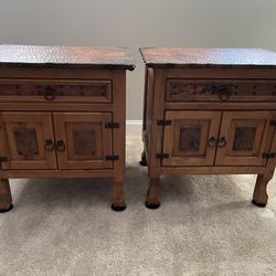 Nightstands / End Tables Hand-Hammered Copper Top and Wood