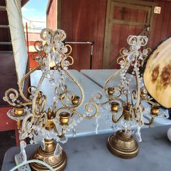 Pair Of OrnateTable Top Candlelabras 