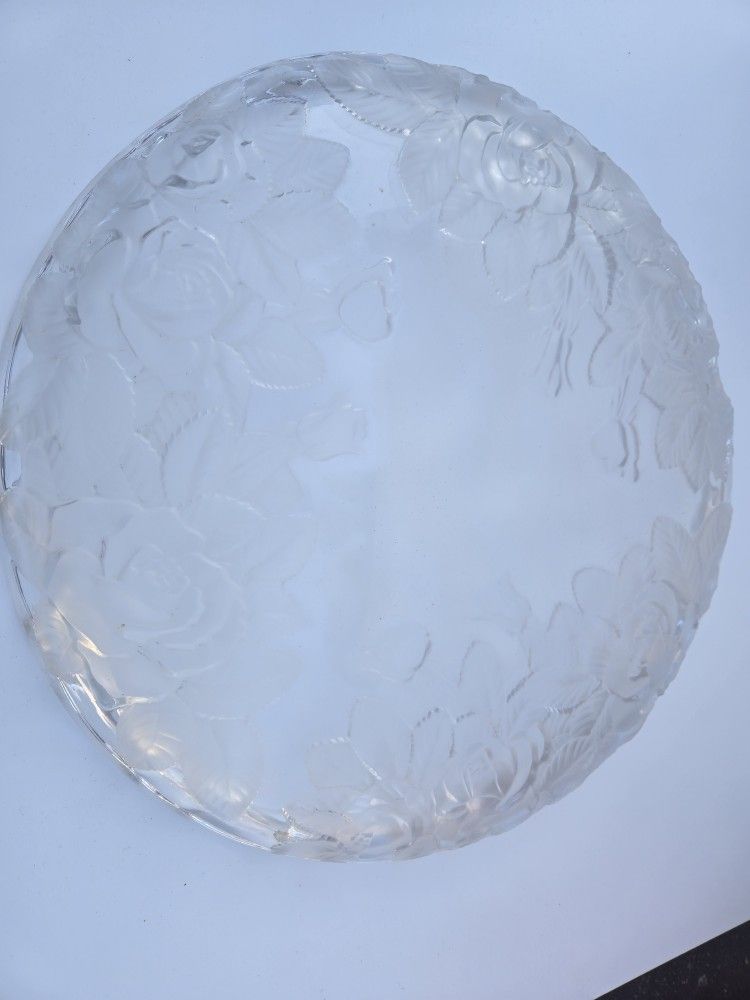 15" Floral Glass Plate