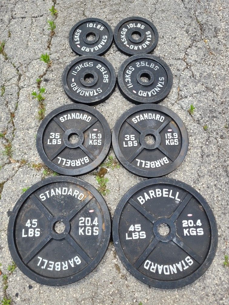 230 Lbs Of Barbell Standard Weights, Olympic Plates With 2" Hole