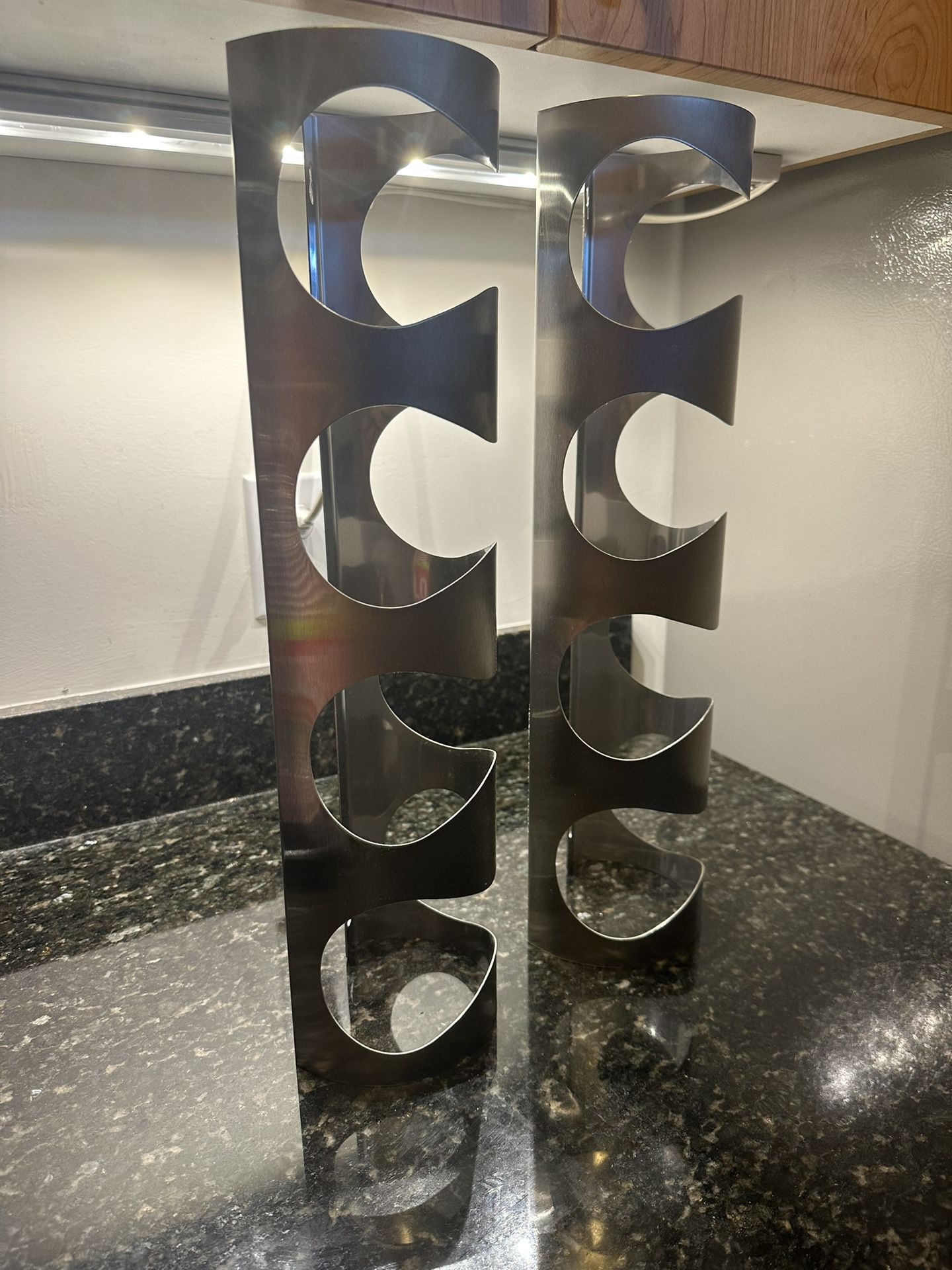 Two IKEA Stainless Steel Wine Racks