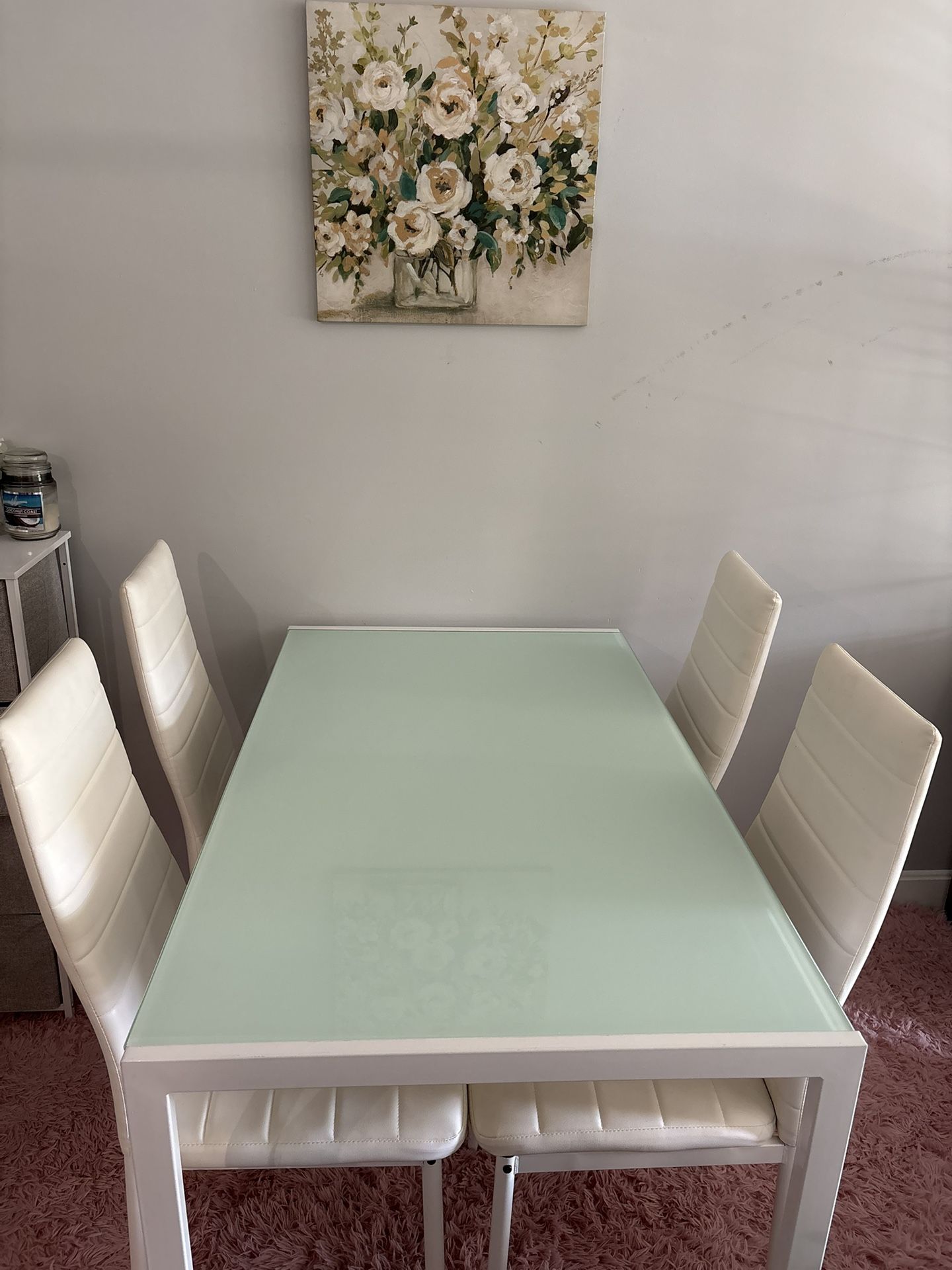 4 Seater Dining Set With Tempered Glass Table Top