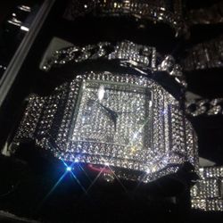 Watch & Bracelet set  Lab Diamond Executive CEO Rapper Import Stainless Steel Heavy Resizable Links pickup near Perimeter Mall 