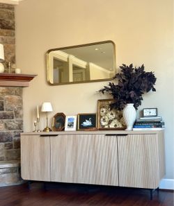 Modern Fluted Sideboard with Black Metal Legs