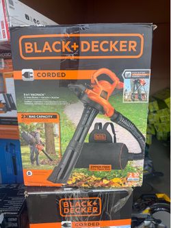 BLACK+DECKER 12 AMP 250 MPH 400 CFM Corded Electric 3-In-1 Backpack Leaf Blower, Vacuum & Mulcher