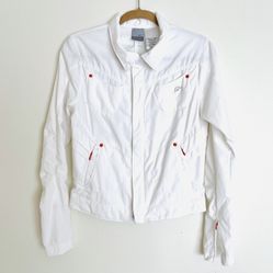 NWOT Nike Women’s Jacket Size M (8-10) 6 Pockets White Zip & Buttton Front
