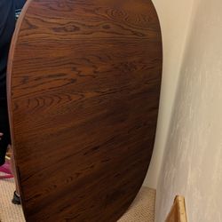 Solid Oak Wood Dining Table With Leaf And Thick Wood Toned Protective Cover  (Not Pictured)