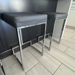 Modern Chrome/Leather Bar Stools