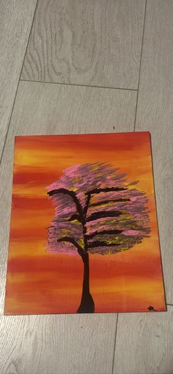 Original Sunset Tree Acrylic Canvas Painting