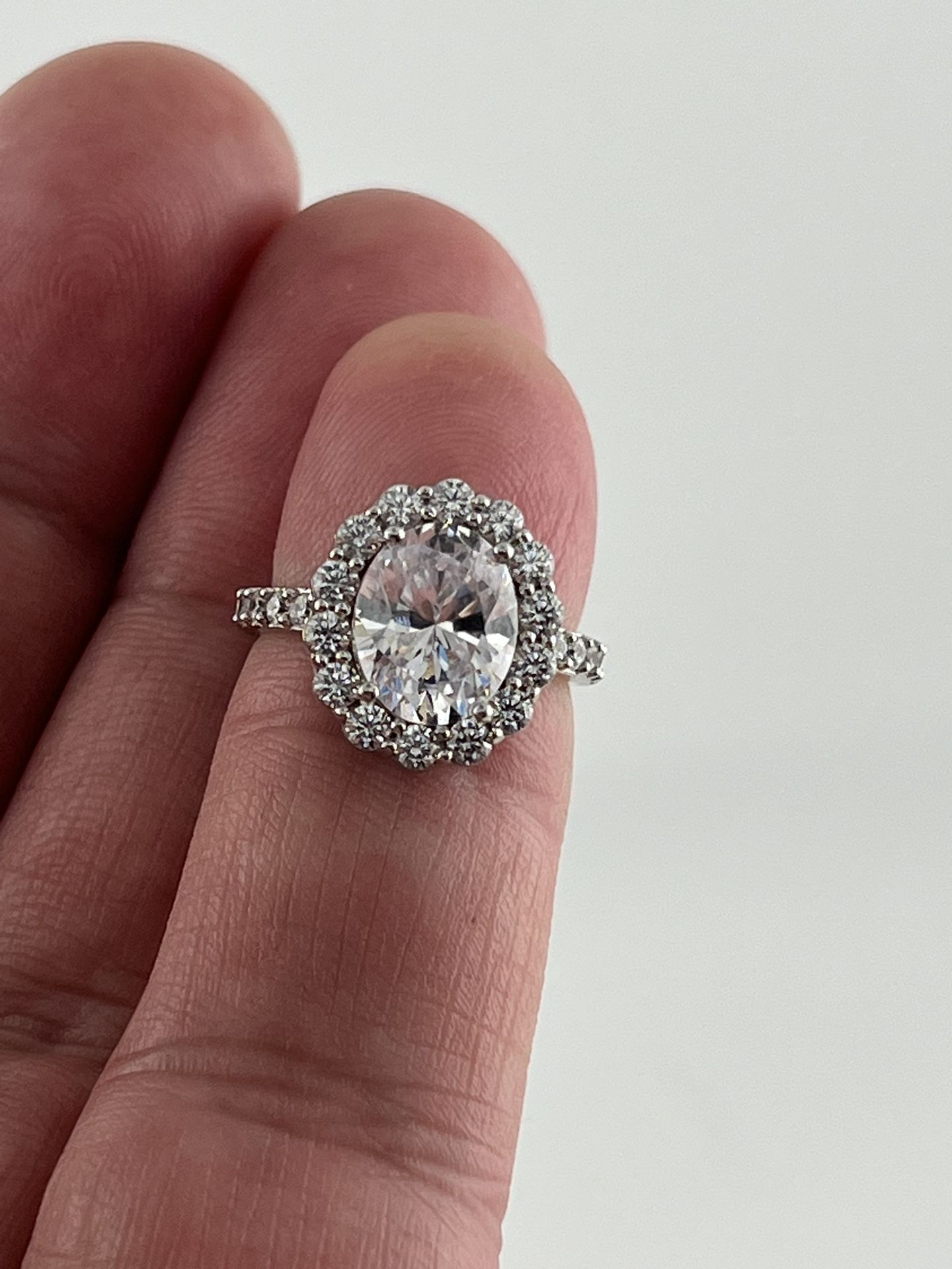 New Sterling Silver 925 Cz Oval Cut Ring Size 5