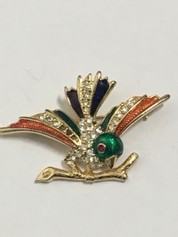 Pretty multicolor Bird Brooch Vintage To fashion