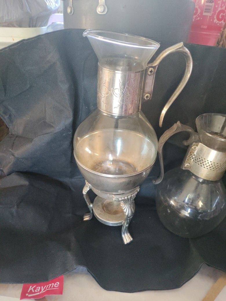 1960s Sheridan Silver-Plated Carafe with Votive - 13.5"