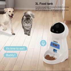 Automatic Cat Feeder, 101oz/3L Timed Cat Feeder for Dry Food with Anti-Clog Design