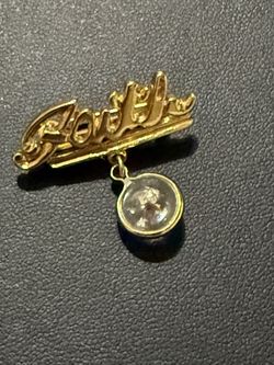“FAITH” Vintage~Rare Gold-Tone Brooch with Crystal Accent